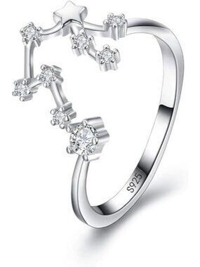 Scorpio (Oct 24 - Nov 22) 925 Silver CZ Horoscope Zodiac Constellation Ring
